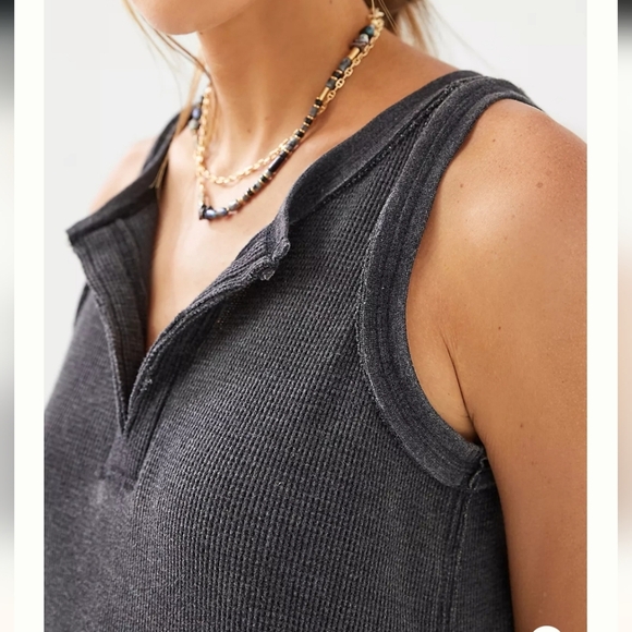 Anthropologie Saterday Sunday Henley Midi Dress Size Sm V-neck Tank Side Slits - Picture 2 of 13